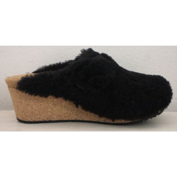 Papillio Birkenstock EUR 39 US 8 Black Shearling Fanny Teddy Heeled Sandals - Picture 9 of 14
